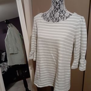 Modcloth striped white and sage sweater L